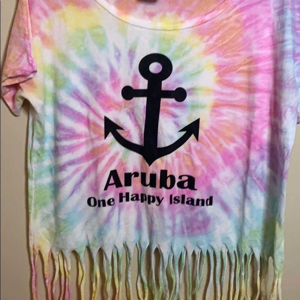 Aruba Tyedye fringe tee